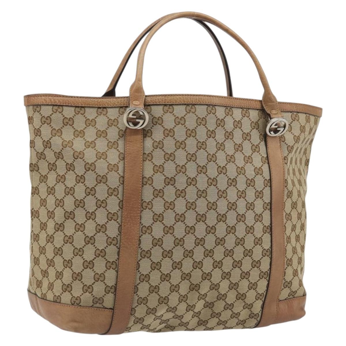 GUCCI GG Canvas Miss GG Tote Bag Beige Silver 336756 Auth 194896V