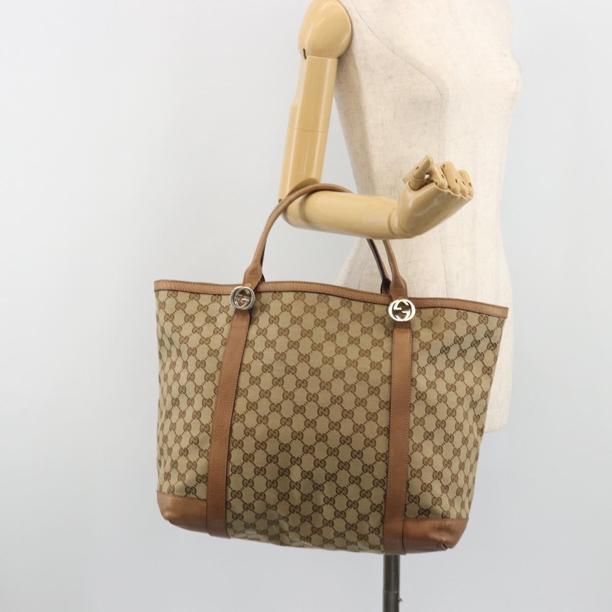 GUCCI GG Canvas Miss GG Tote Bag Beige Silver 336756 Auth 194896V