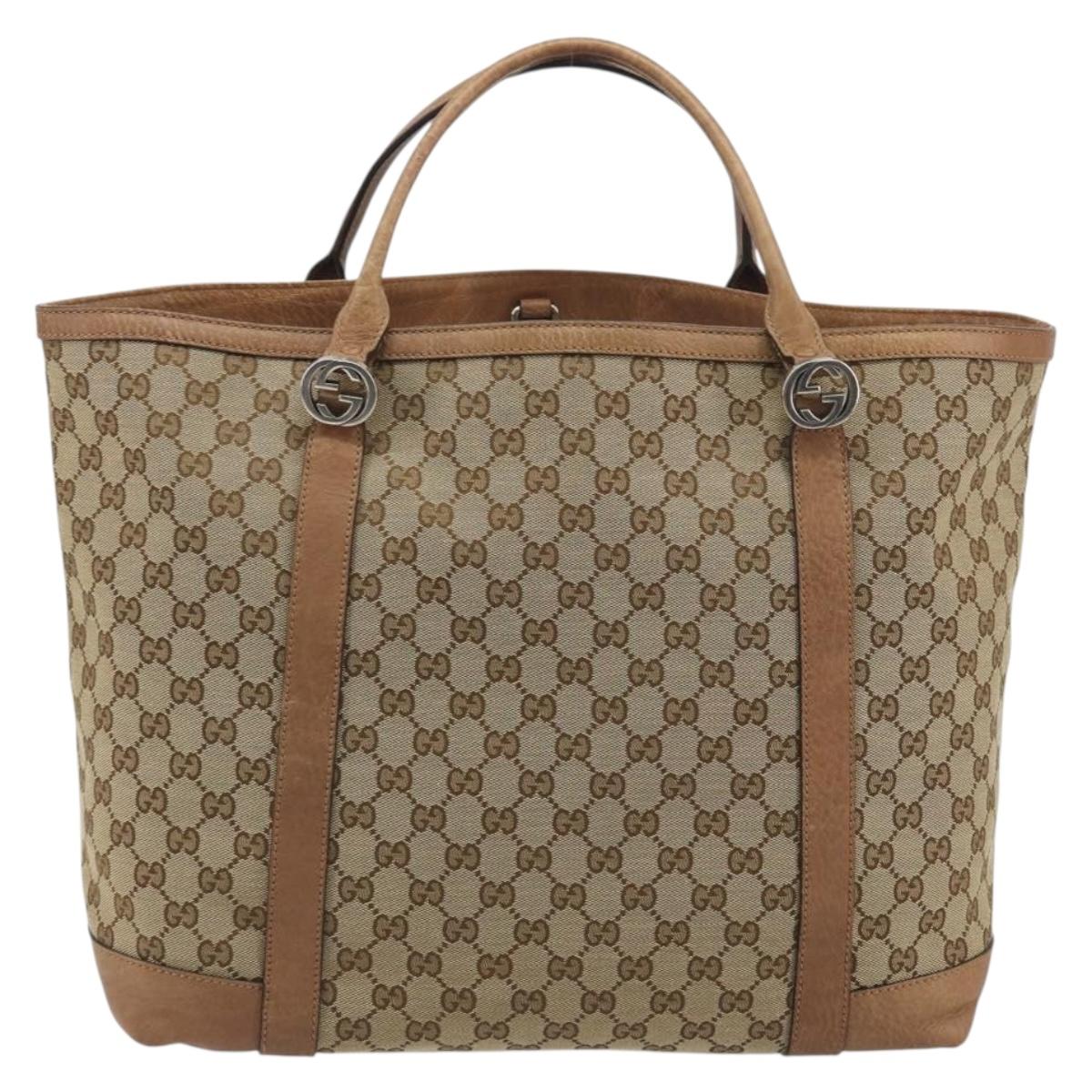 GUCCI GG Canvas Miss GG Tote Bag Beige Silver 336756 Auth 194896V