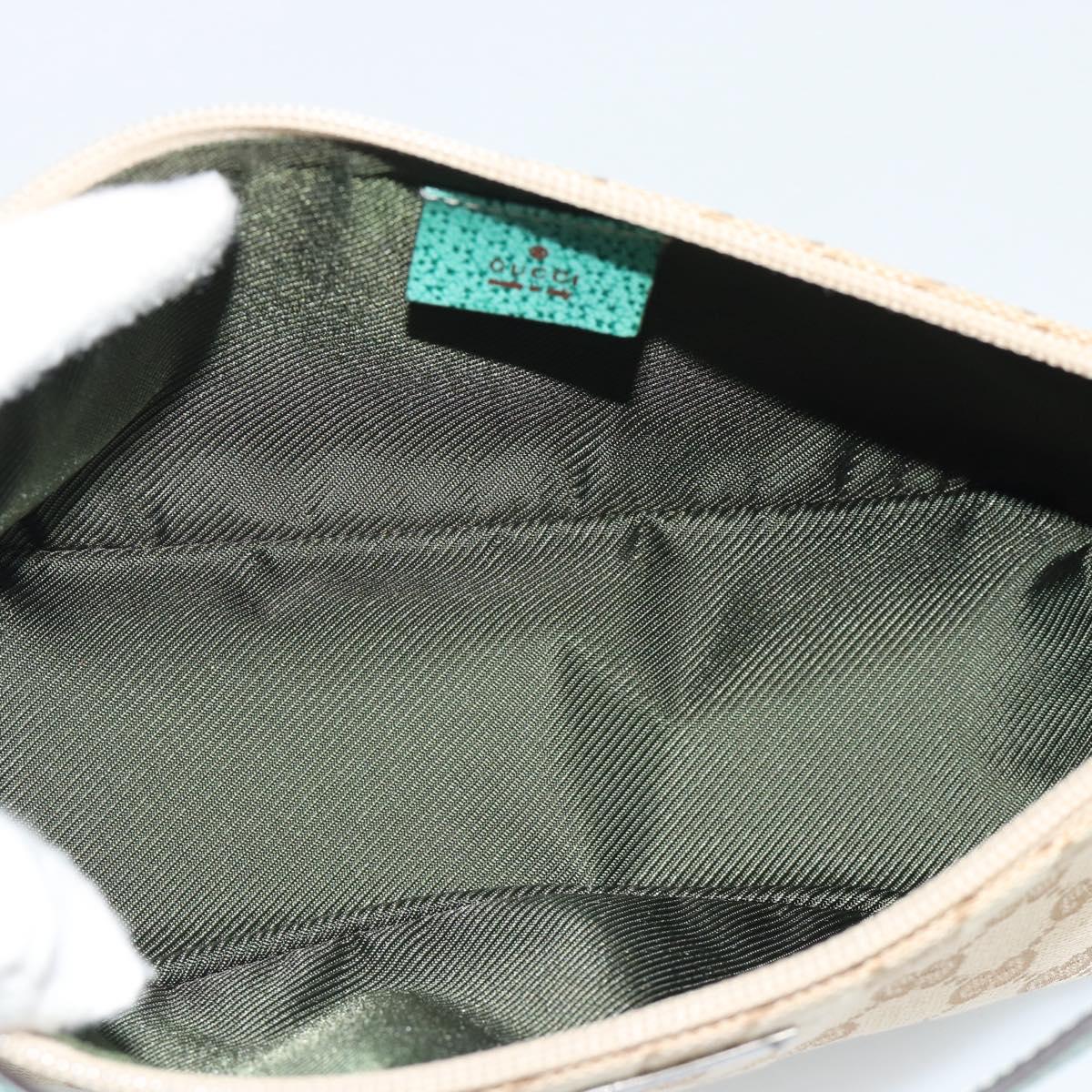 GUCCI GG Canvas Accessory Pouch Beige Silver 07198 Auth 194897V
