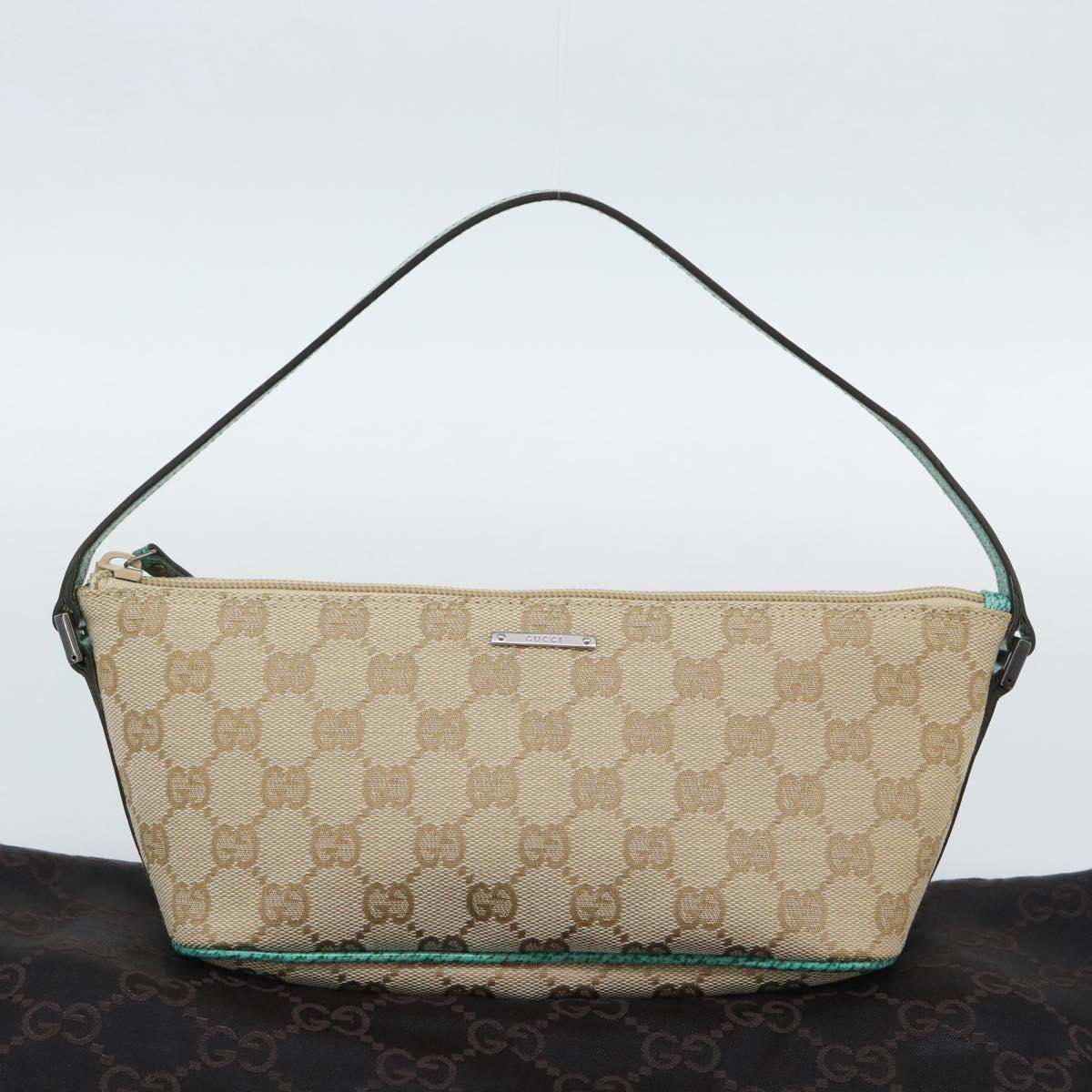 GUCCI GG Canvas Accessory Pouch Beige Silver 07198 Auth 194897V