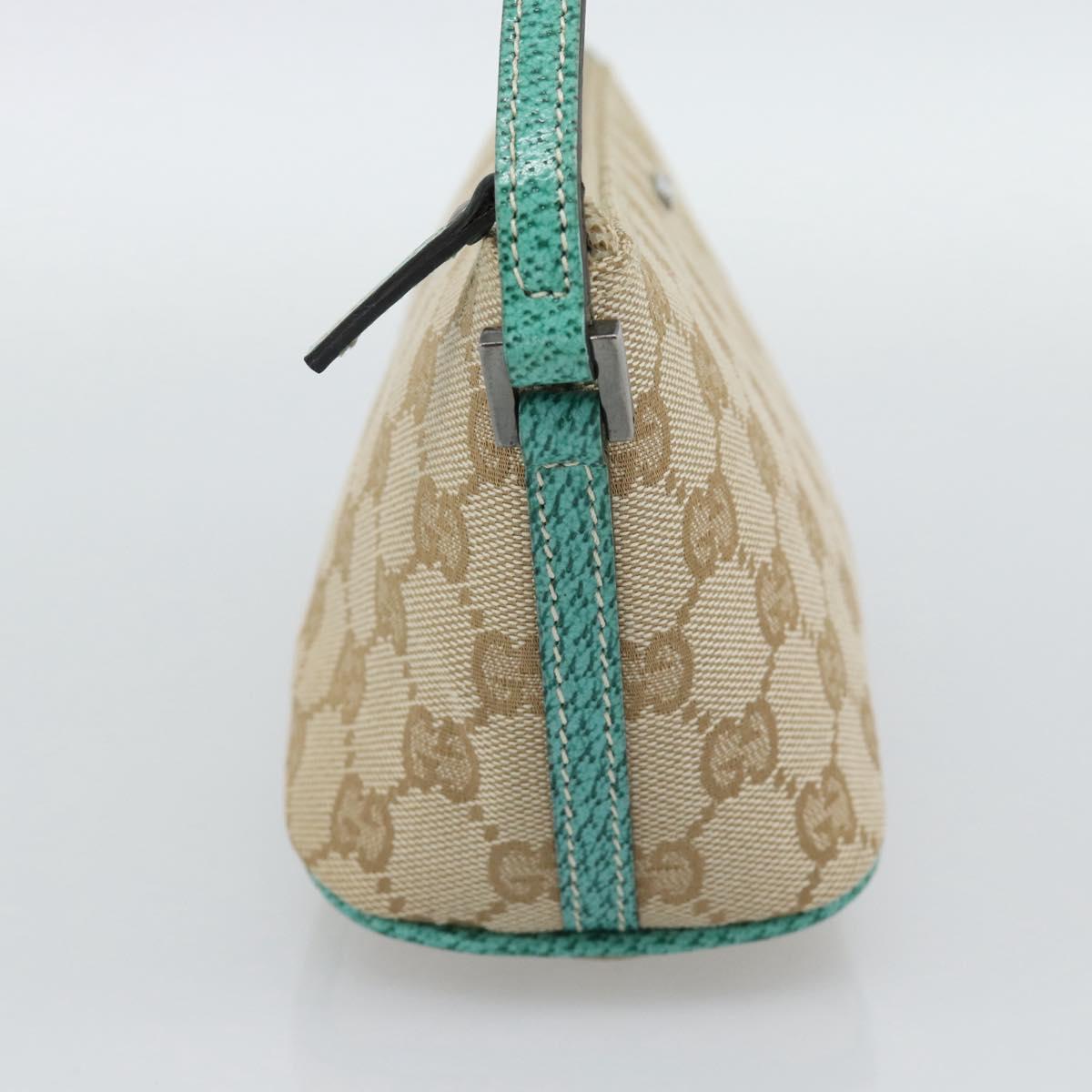 GUCCI GG Canvas Accessory Pouch Beige Silver 07198 Auth 194897V