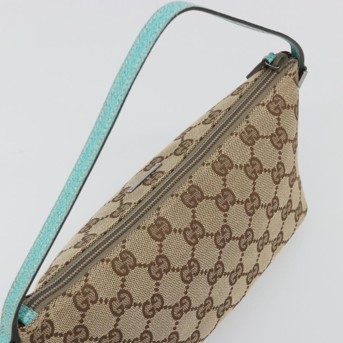 GUCCI GG Canvas Accessory Pouch Beige Silver 07198 Auth 194898V