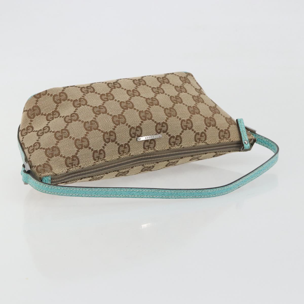 GUCCI GG Canvas Accessory Pouch Beige Silver 07198 Auth 194898V