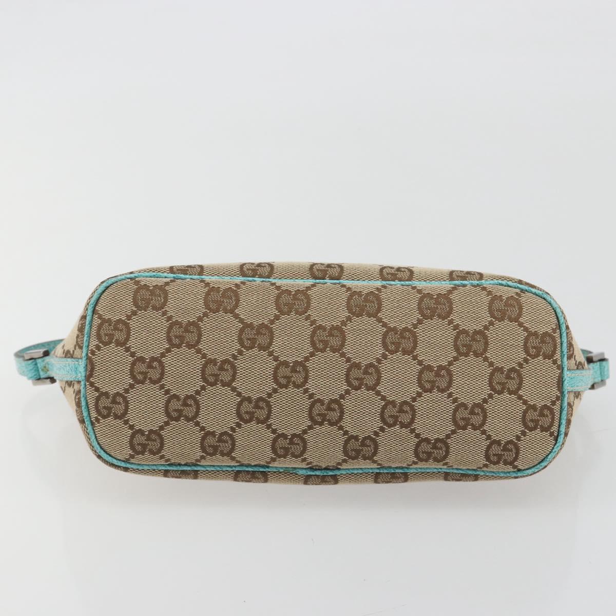 GUCCI GG Canvas Accessory Pouch Beige Silver 07198 Auth 194898V