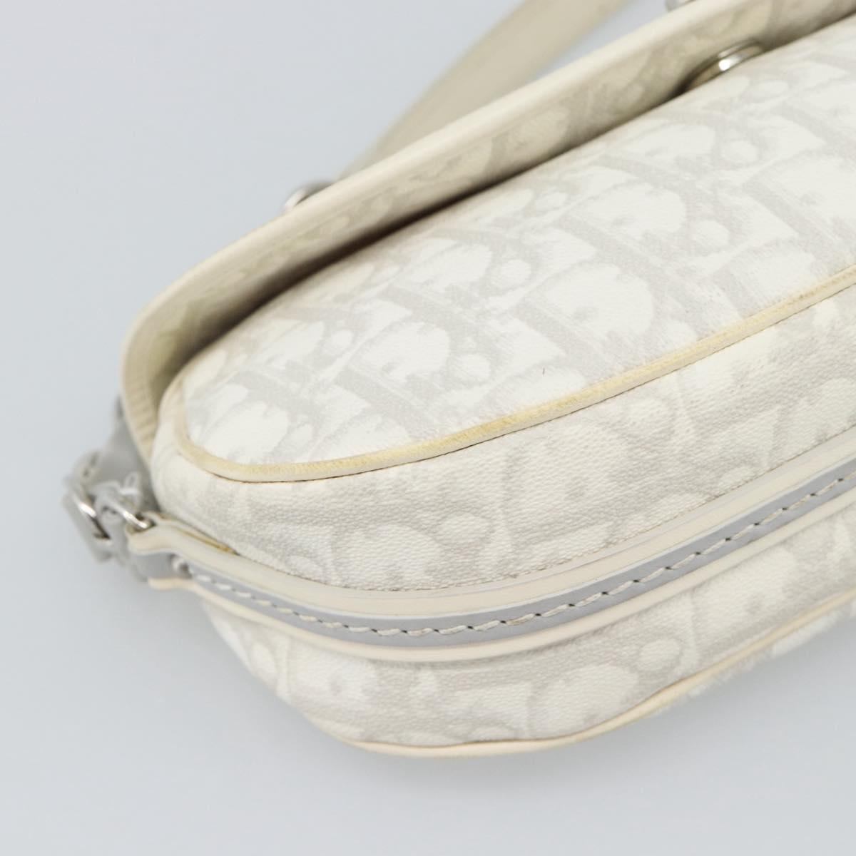 Christian Dior Trotter Canvas Romantic Chain Bag PVC White Silver Auth 194899V