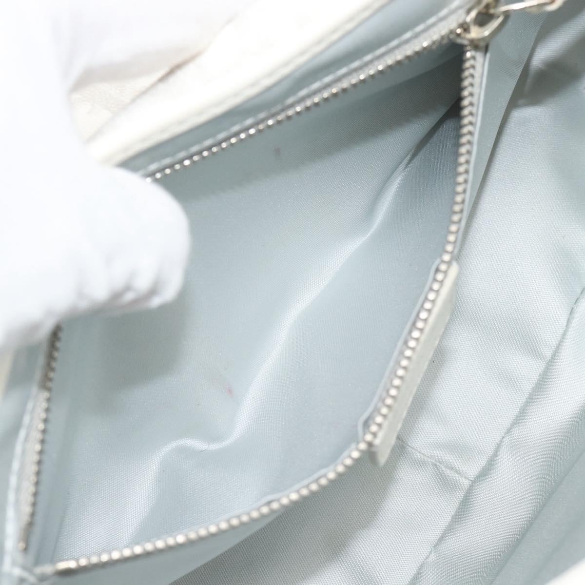 Christian Dior Trotter Canvas Romantic Chain Bag PVC White Silver Auth 194899V
