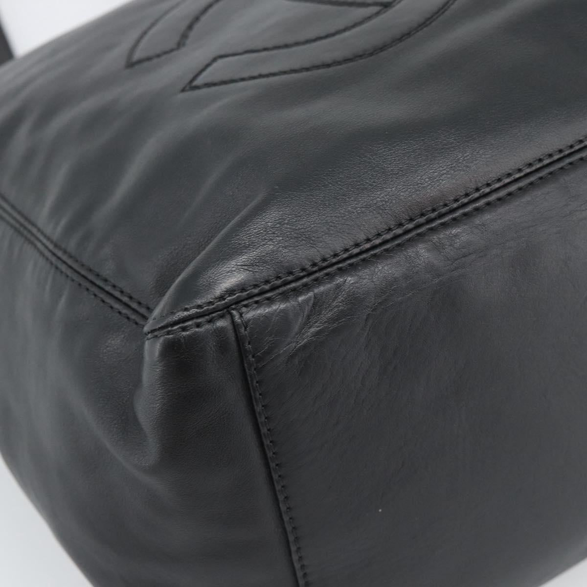 CHANEL Tote Bag Lamb Skin Black CC Auth 194905A