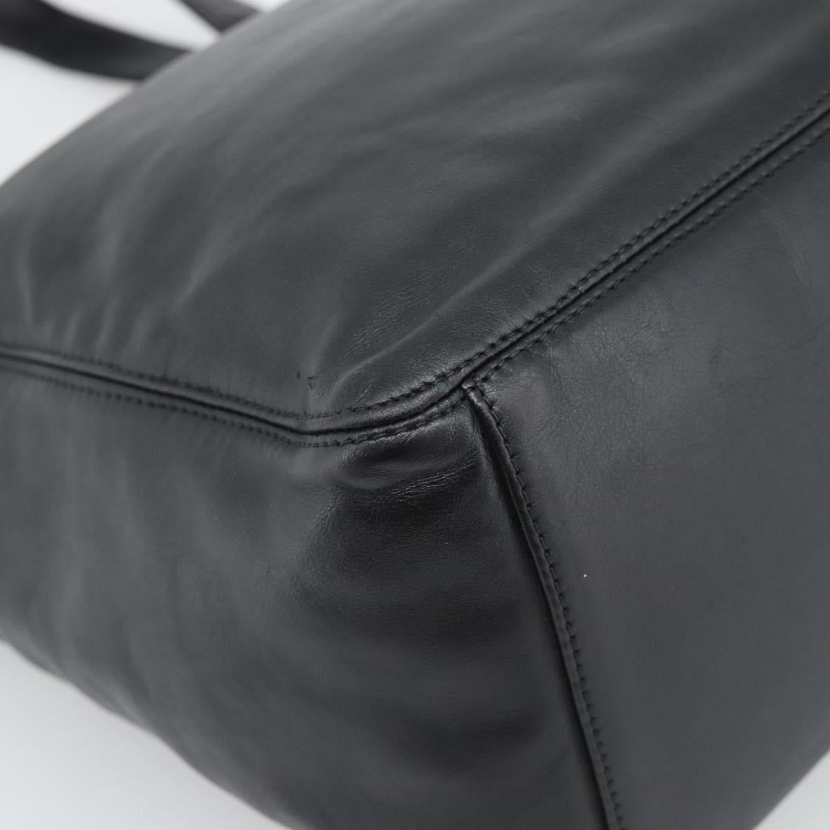 CHANEL Tote Bag Lamb Skin Black CC Auth 194905A