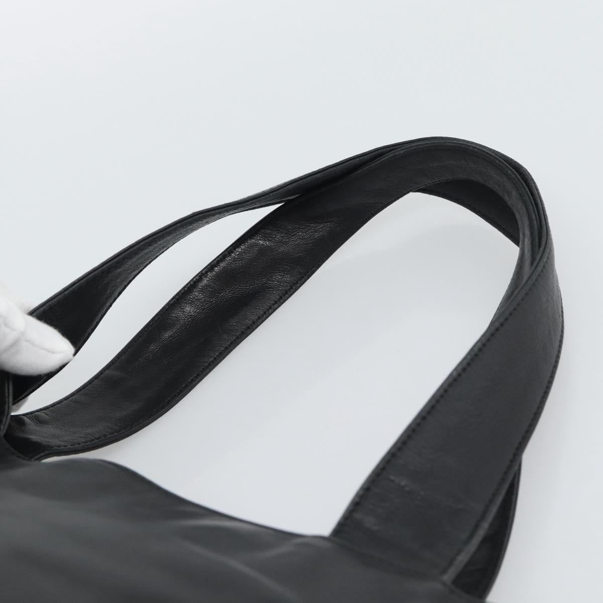 CHANEL Tote Bag Lamb Skin Black CC Auth 194905A