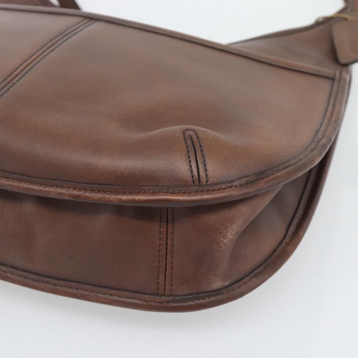Coach Shoulder Bag Leather Brown Gold Auth 194914A