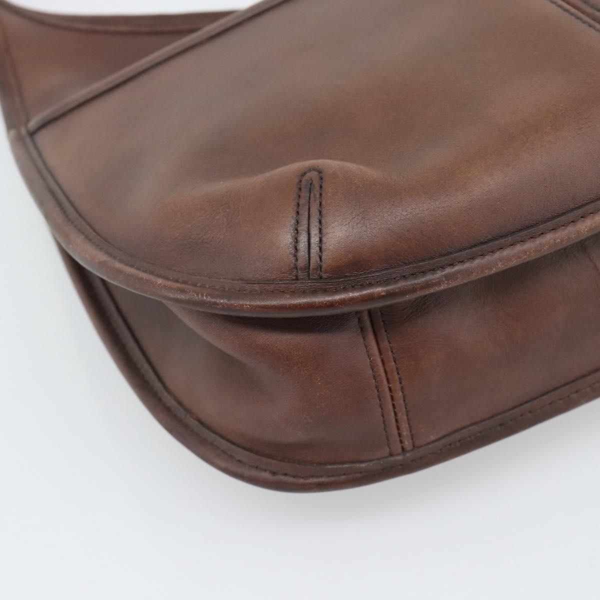 Coach Shoulder Bag Leather Brown Gold Auth 194914A