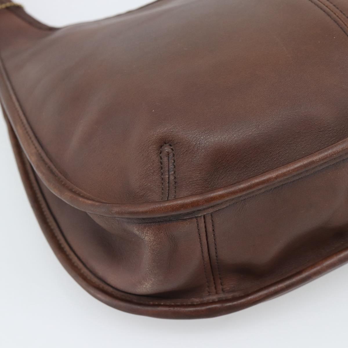 Coach Shoulder Bag Leather Brown Gold Auth 194914A