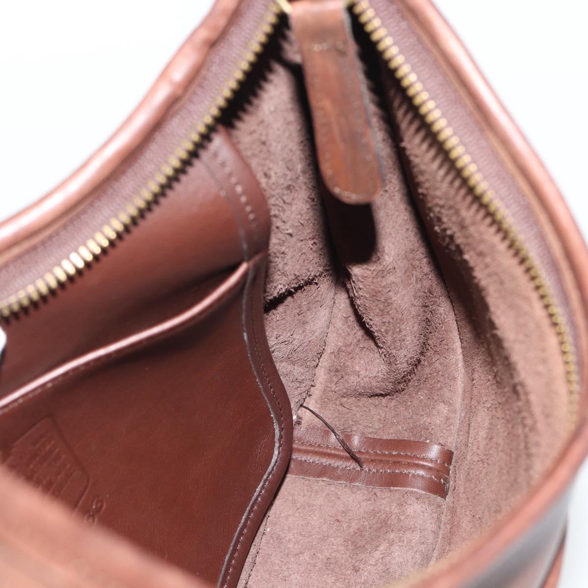 Coach Shoulder Bag Leather Brown Gold Auth 194914A