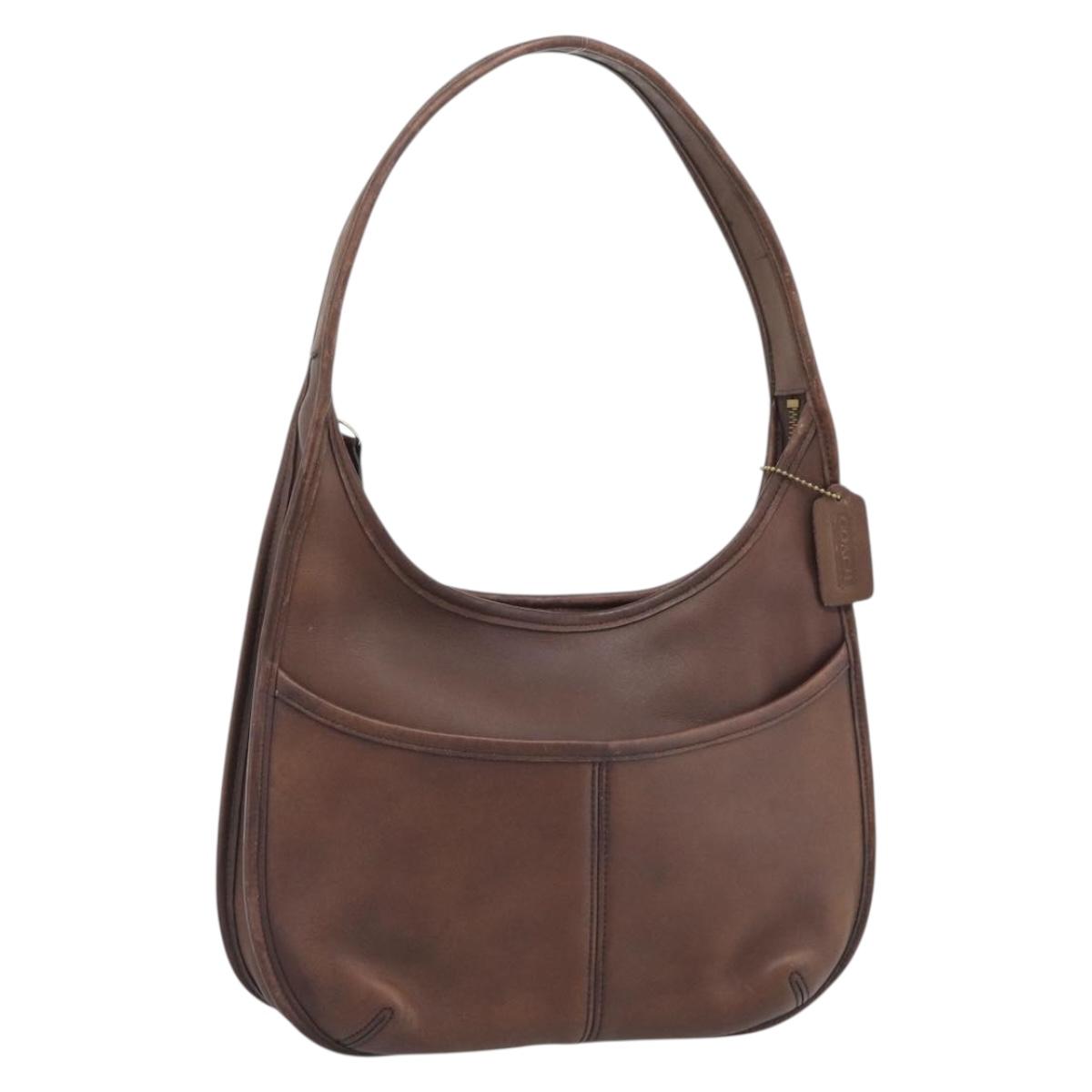 Coach Shoulder Bag Leather Brown Gold Auth 194914A