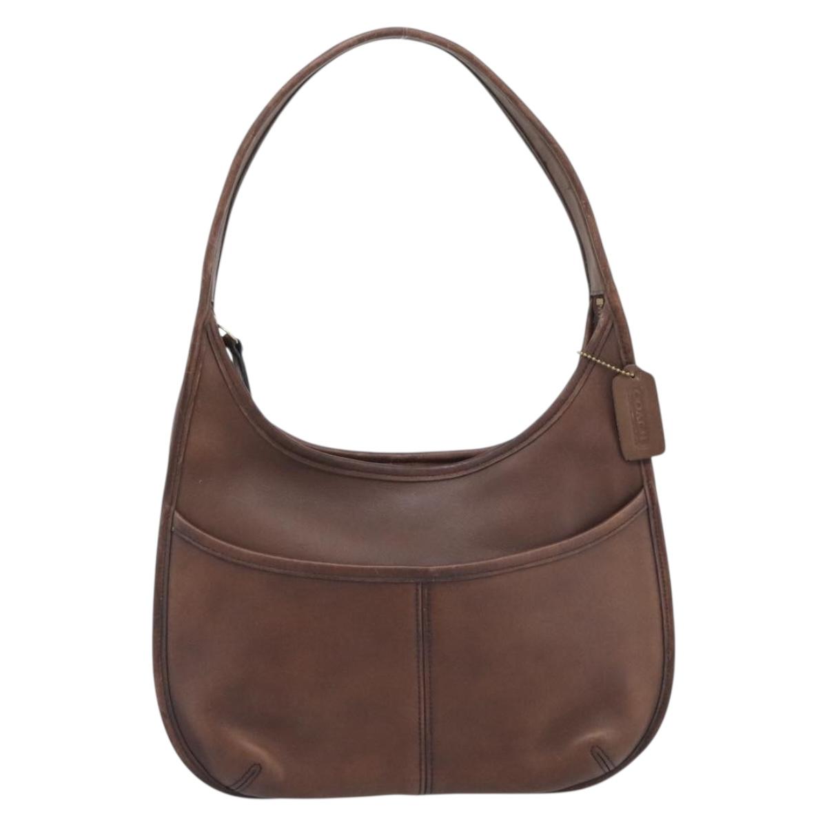 Coach Shoulder Bag Leather Brown Gold Auth 194914A