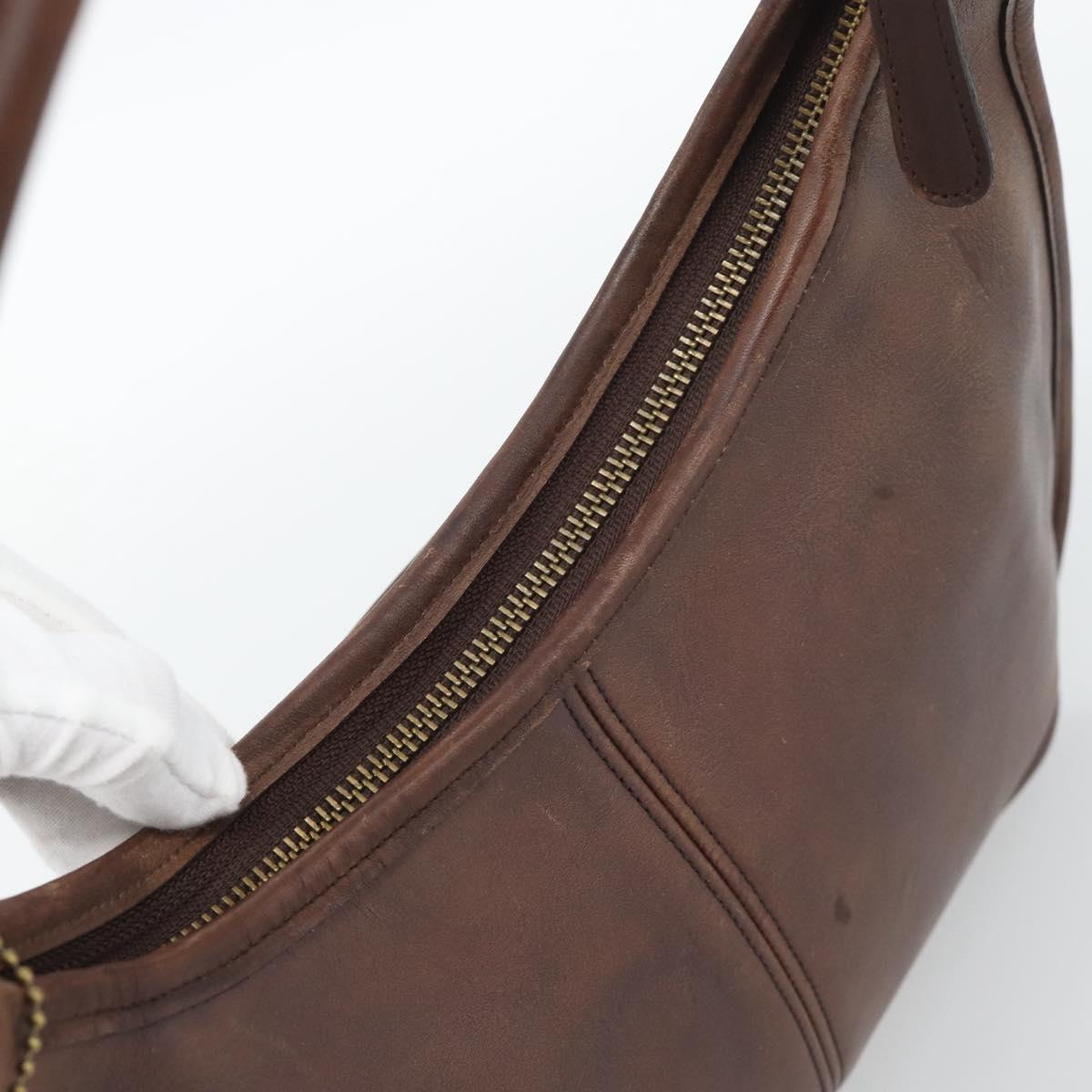 Coach Shoulder Bag Leather Brown Gold Auth 194914A