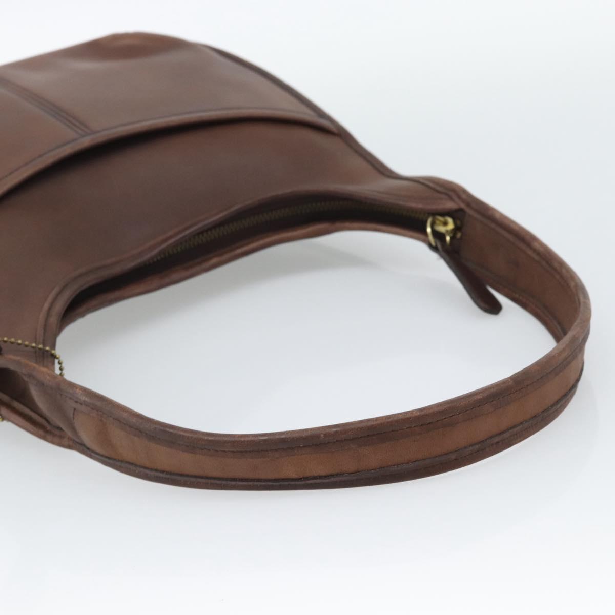 Coach Shoulder Bag Leather Brown Gold Auth 194914A