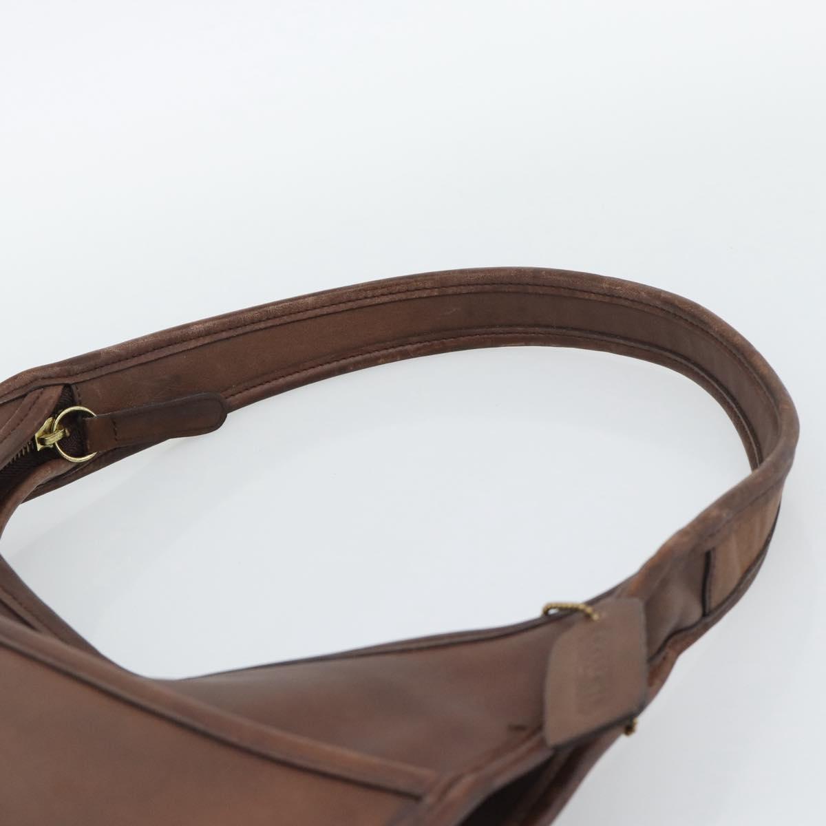 Coach Shoulder Bag Leather Brown Gold Auth 194914A