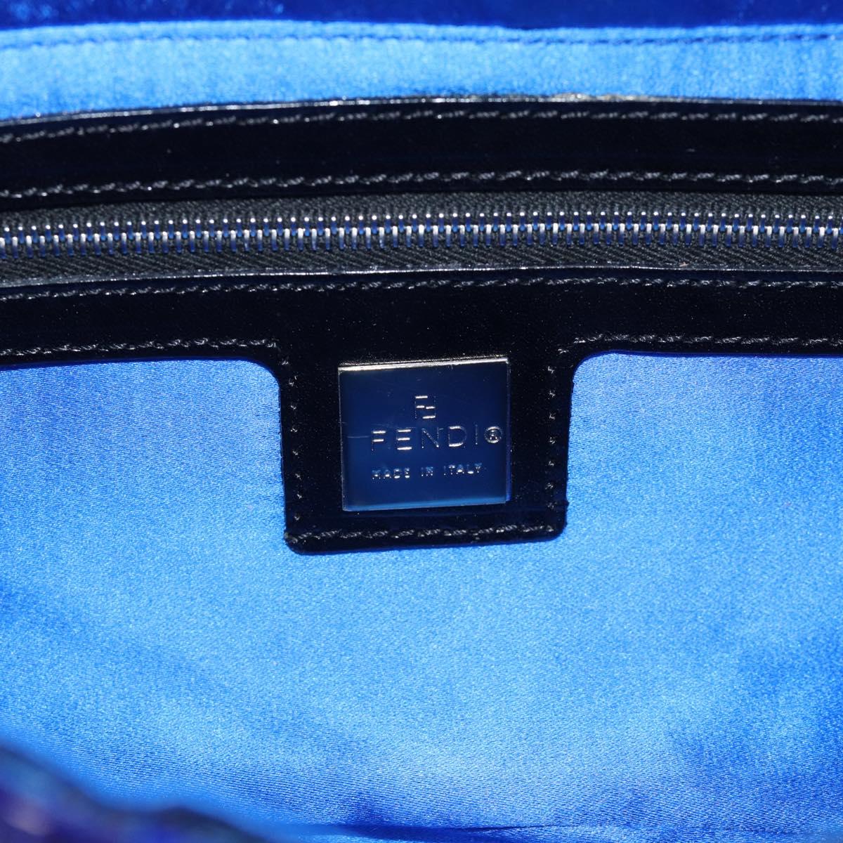 FENDI Mamma Baguette Shoulder Bag Beads Blue Silver Auth 194919SAM