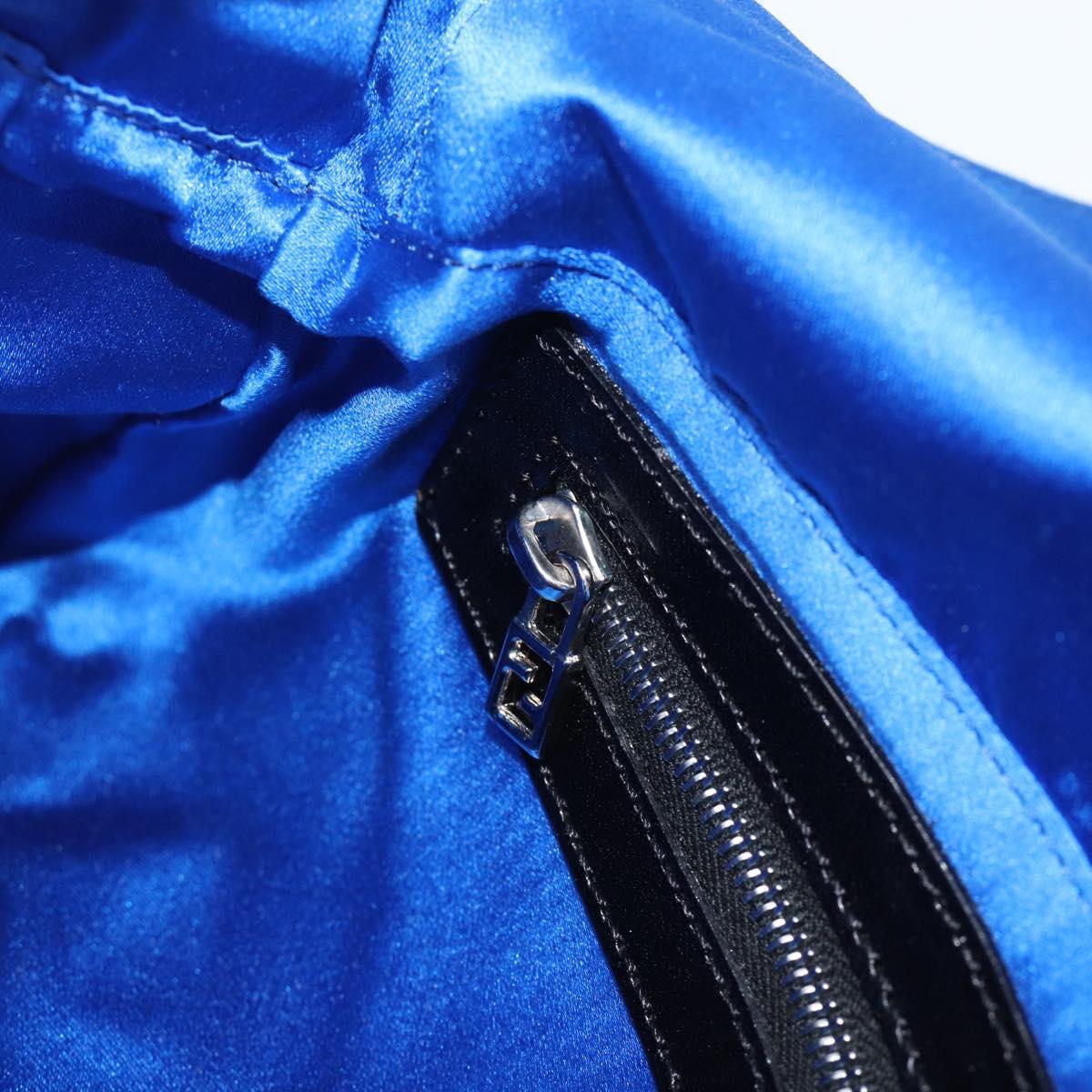 FENDI Mamma Baguette Shoulder Bag Beads Blue Silver Auth 194919SAM