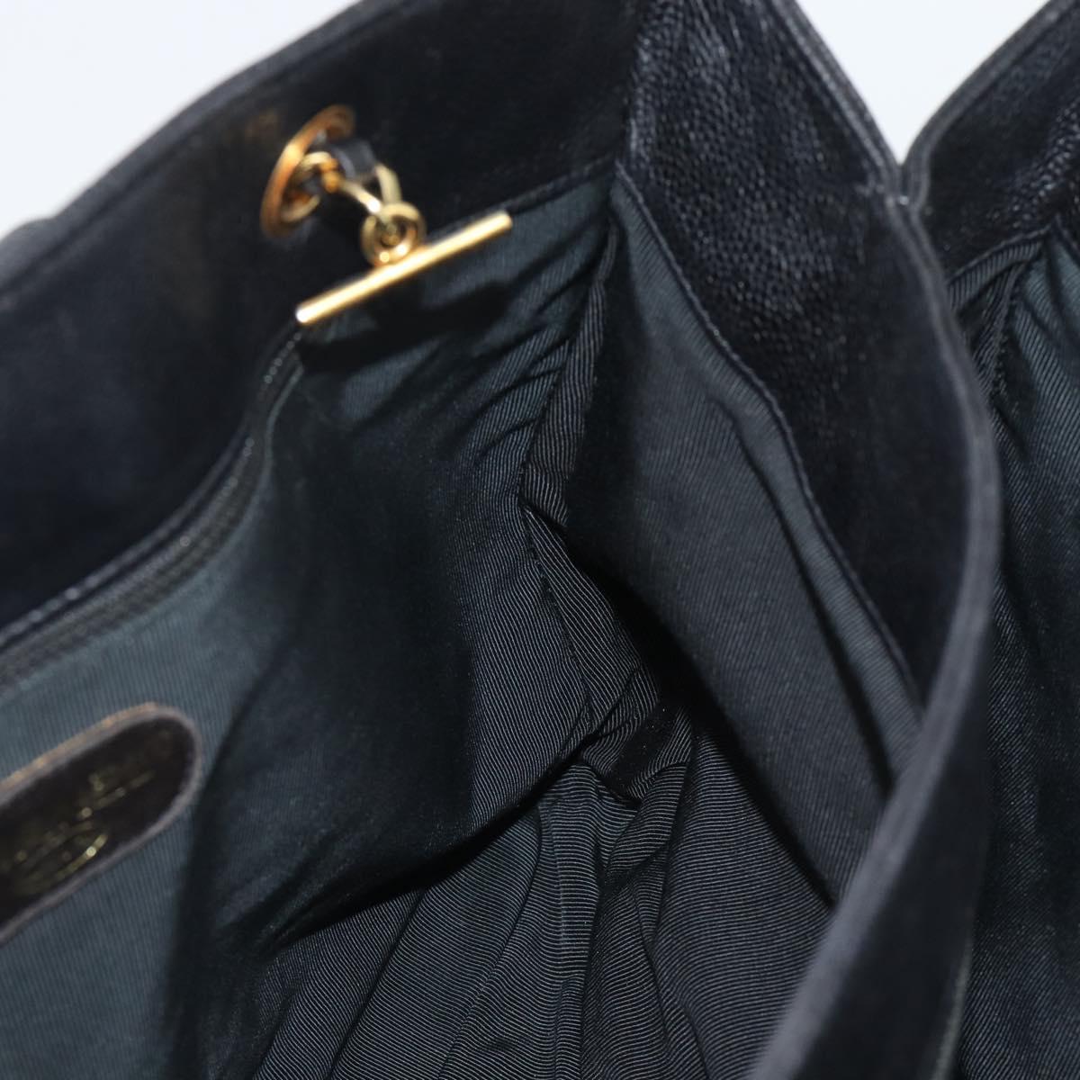 CHANEL Chain Shoulder Tote Bag Caviar Skin Black Gold CC Auth 194920SAM