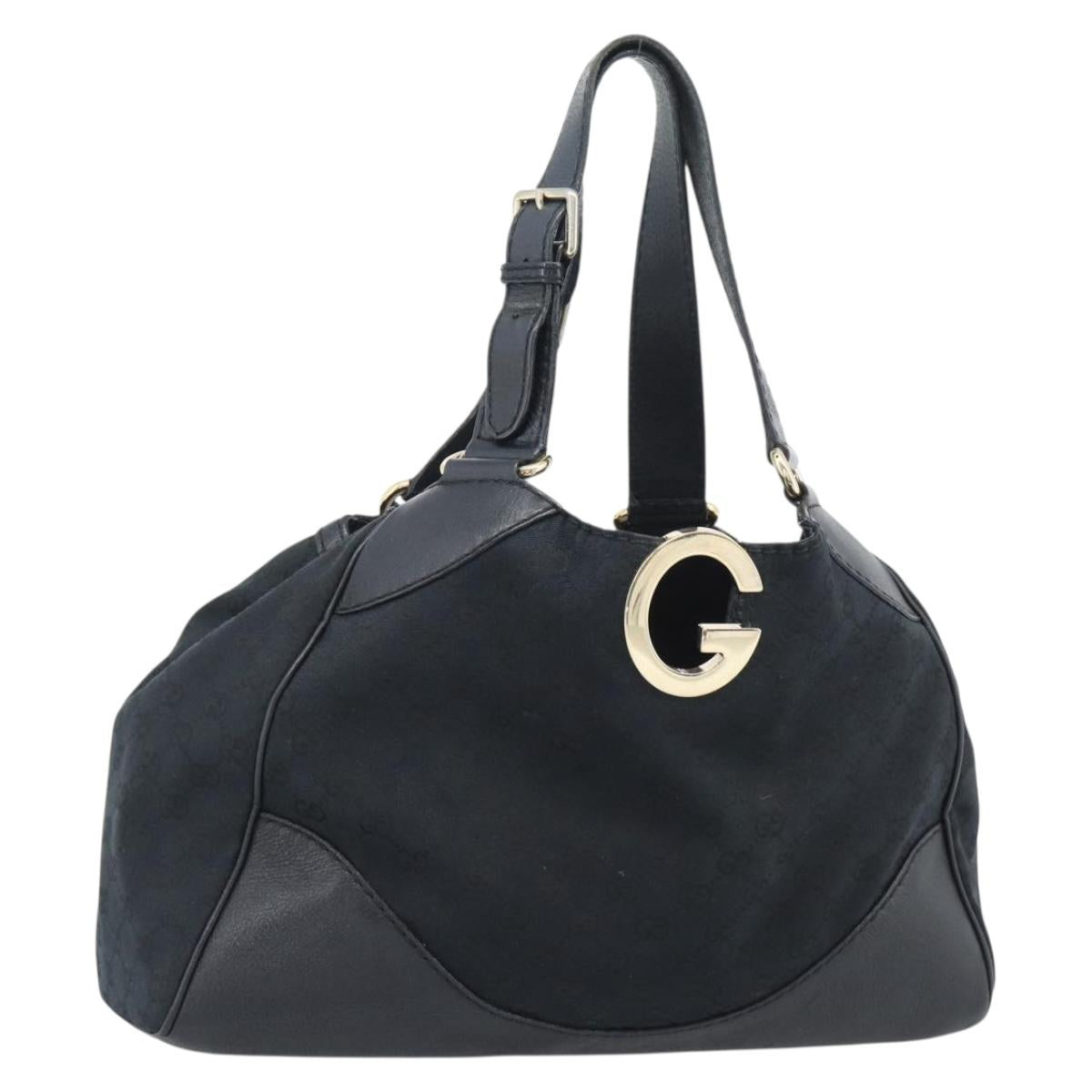 GUCCI GG Canvas Tote Bag Black Gold 223972 Auth 194923V