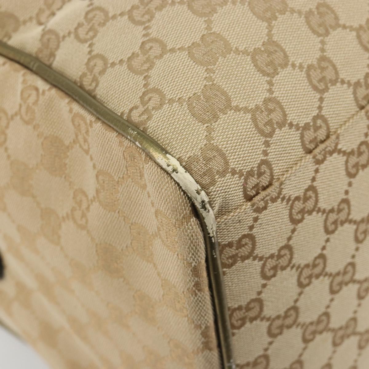 GUCCI GG Canvas Sherry Line Boston Bag Beige Gold 153240 Auth 194924A
