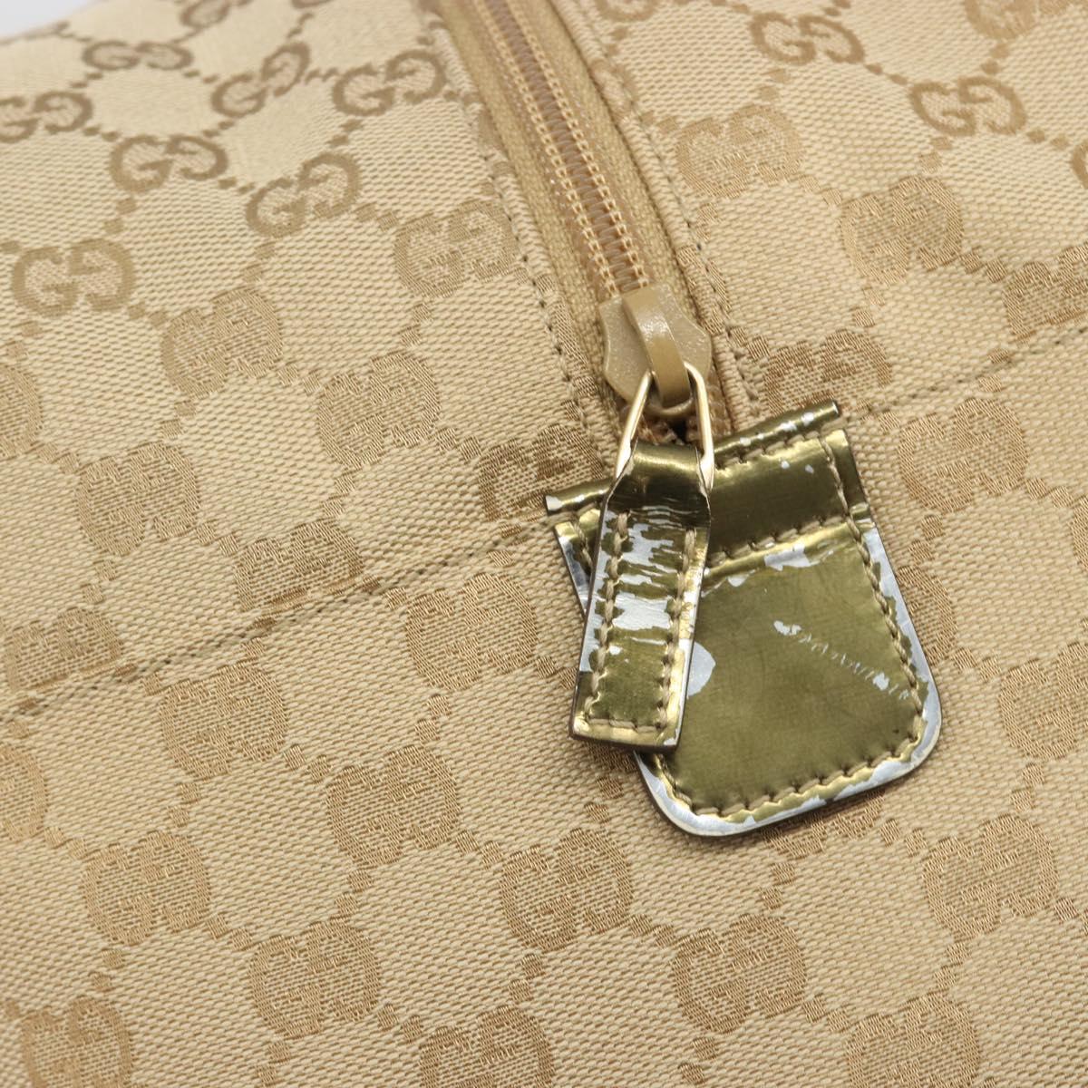 GUCCI GG Canvas Sherry Line Boston Bag Beige Gold 153240 Auth 194924A