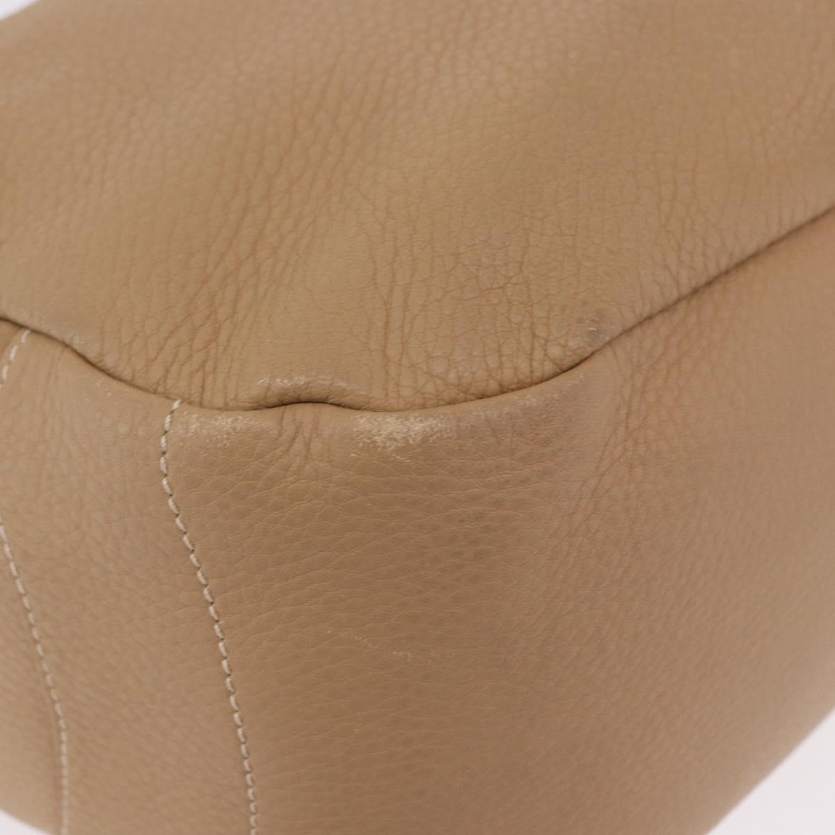 PRADA Shoulder Bag Vittero Dino Leather Beige Gold Auth 194925V