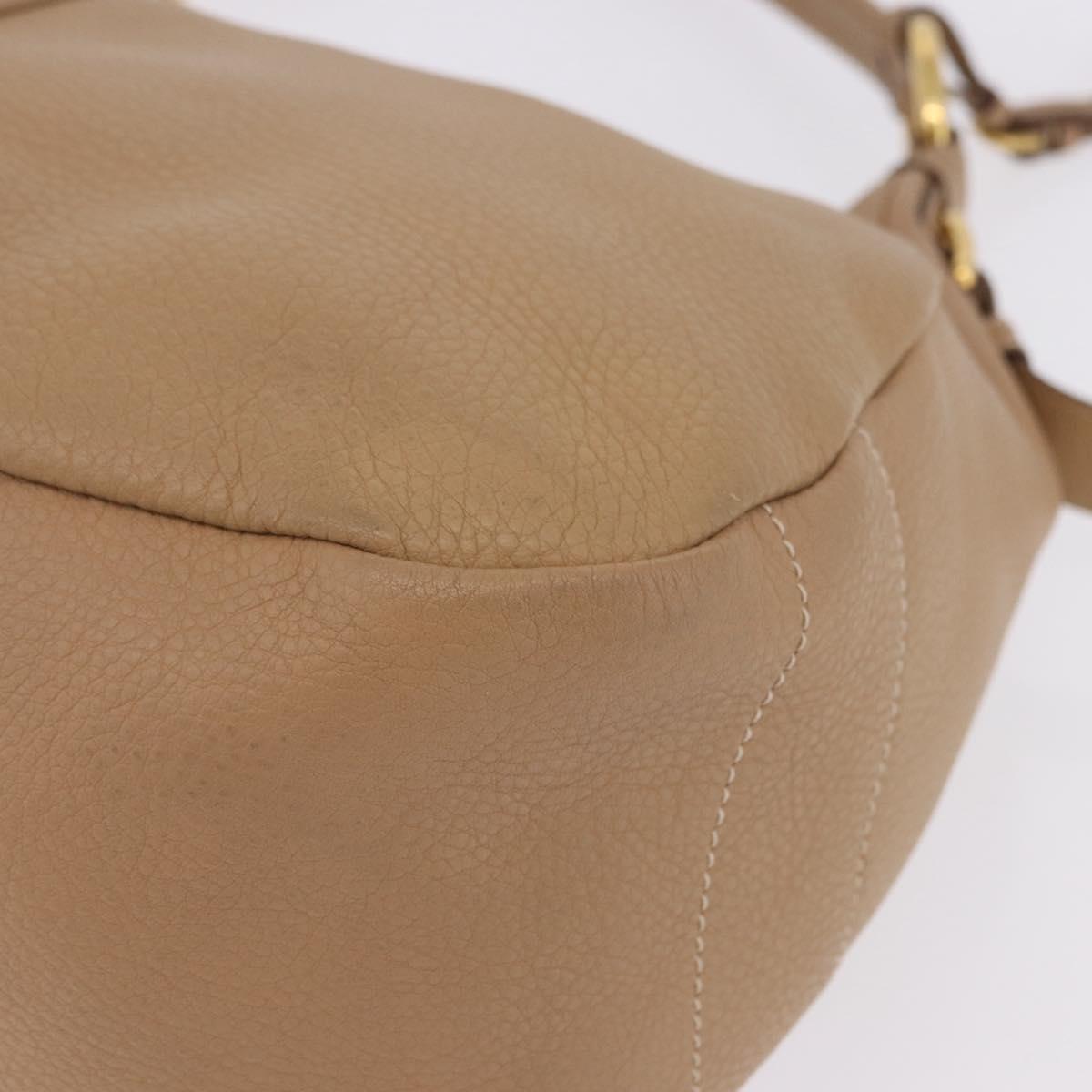 PRADA Shoulder Bag Vittero Dino Leather Beige Gold Auth 194925V