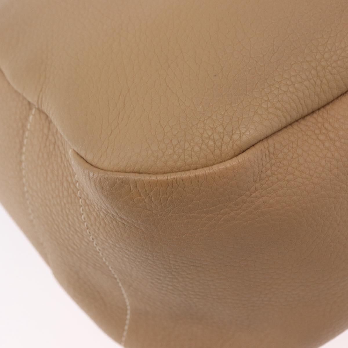 PRADA Shoulder Bag Vittero Dino Leather Beige Gold Auth 194925V
