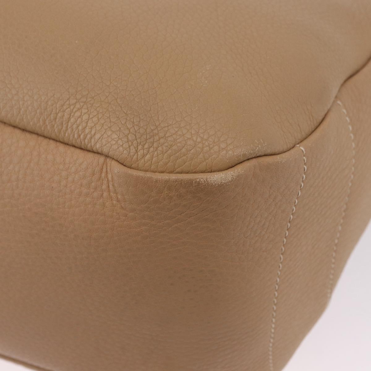 PRADA Shoulder Bag Vittero Dino Leather Beige Gold Auth 194925V