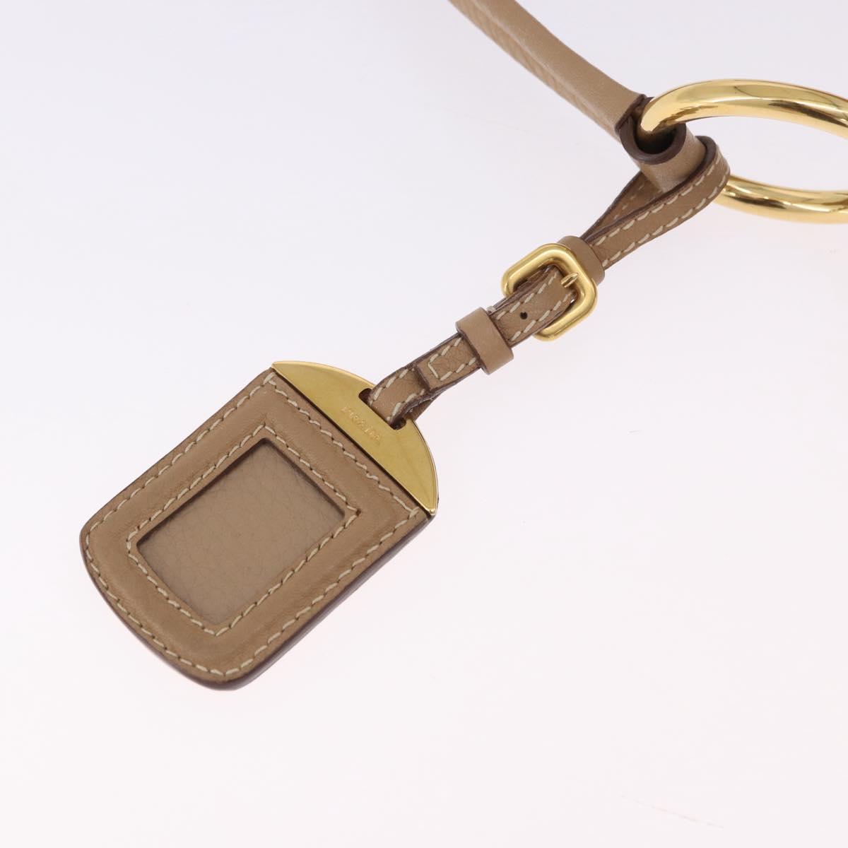 PRADA Shoulder Bag Vittero Dino Leather Beige Gold Auth 194925V