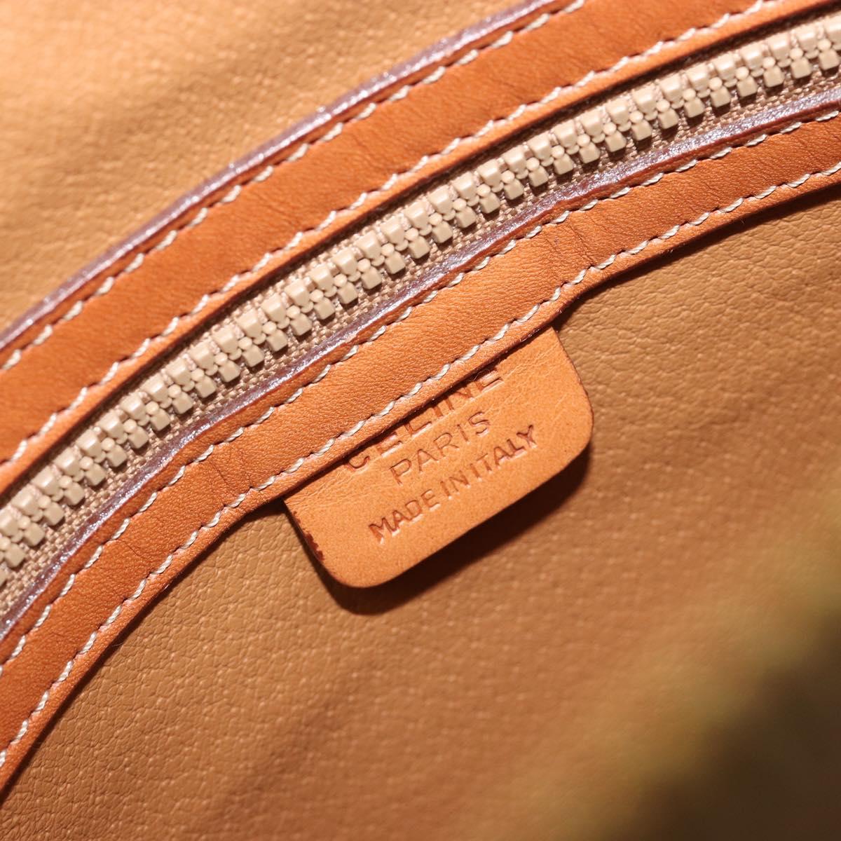 CELINE Macadam Hand Bag PVC Leather 2way Brown Gold Tone Auth 194929V