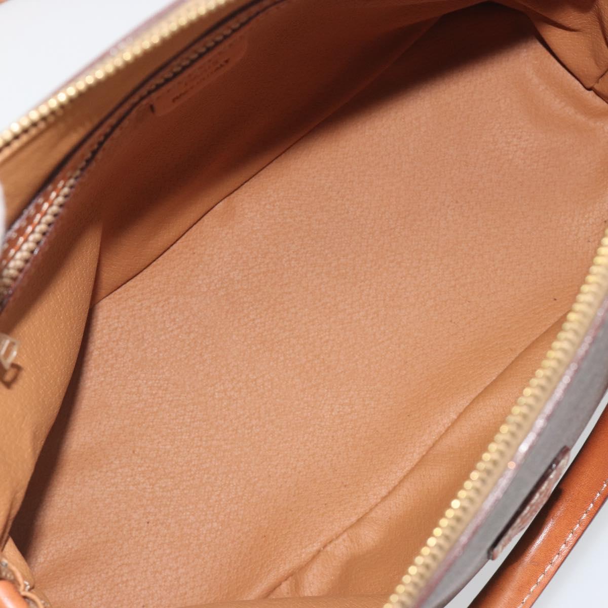 CELINE Macadam Hand Bag PVC Leather 2way Brown Gold Tone Auth 194929V