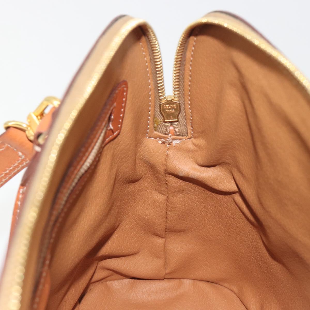 CELINE Macadam Hand Bag PVC Leather 2way Brown Gold Tone Auth 194929V