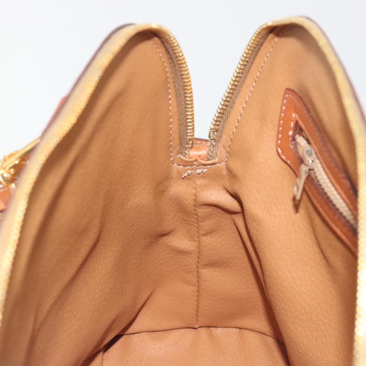 CELINE Macadam Hand Bag PVC Leather 2way Brown Gold Tone Auth 194929V