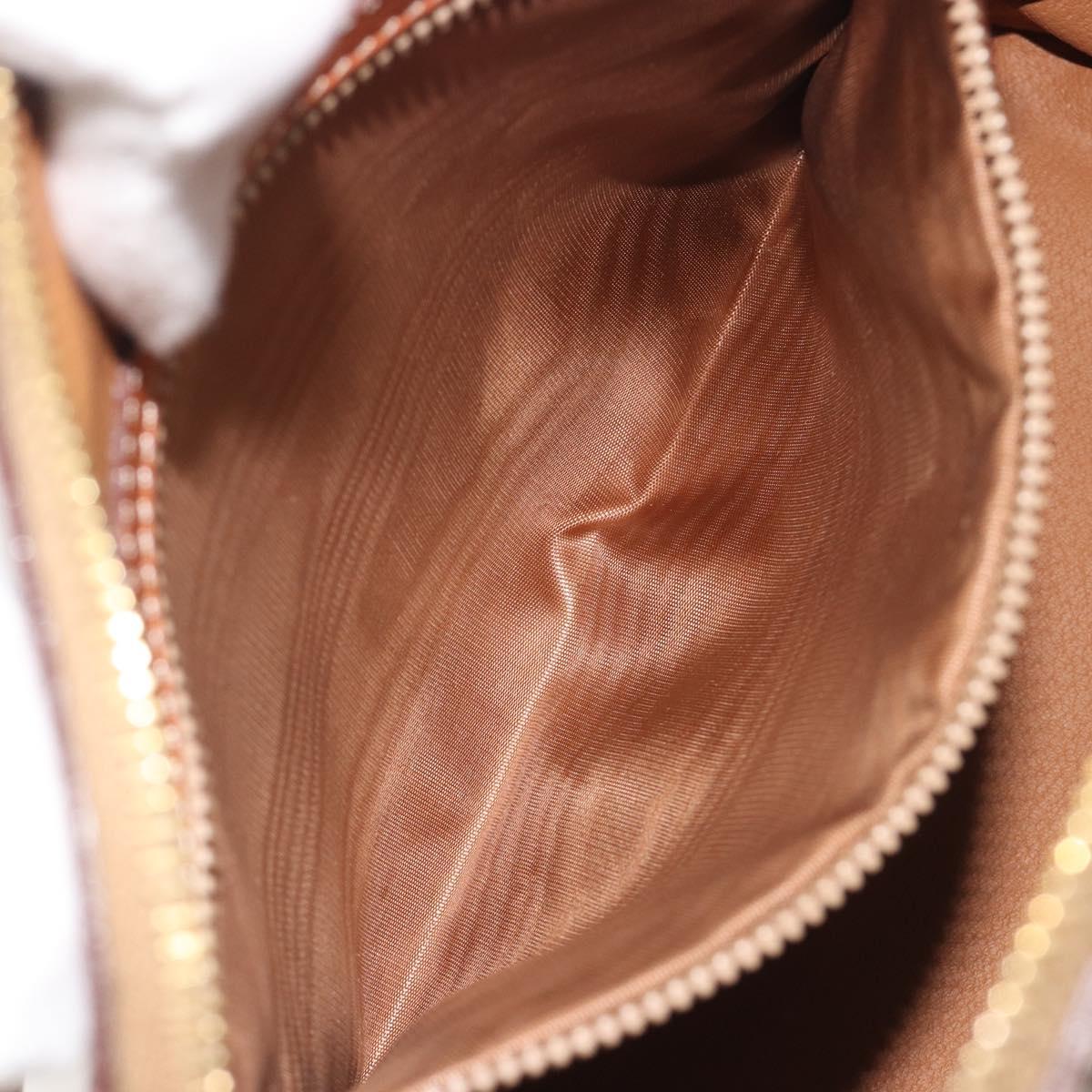 CELINE Macadam Hand Bag PVC Leather 2way Brown Gold Tone Auth 194929V