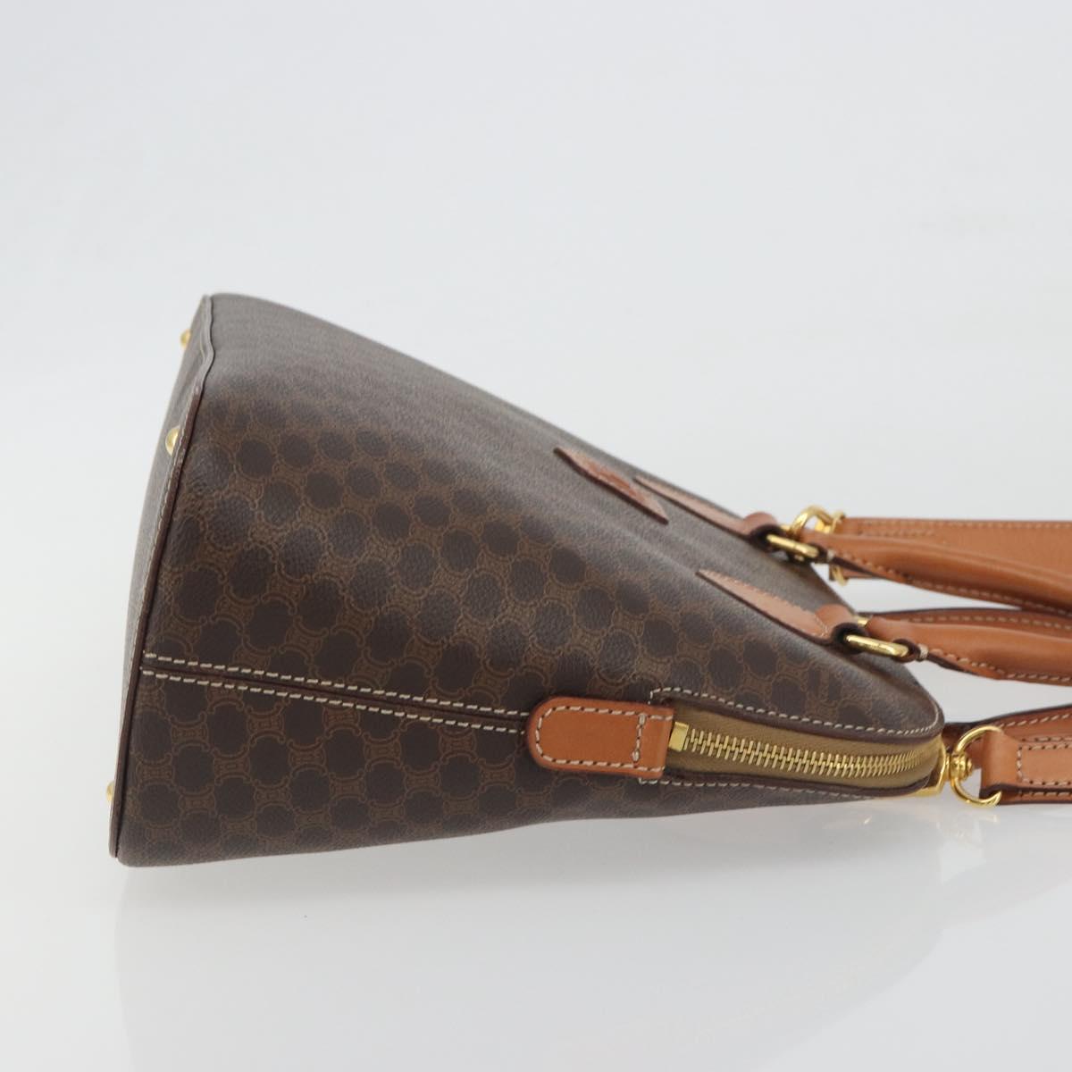 CELINE Macadam Hand Bag PVC Leather 2way Brown Gold Tone Auth 194929V