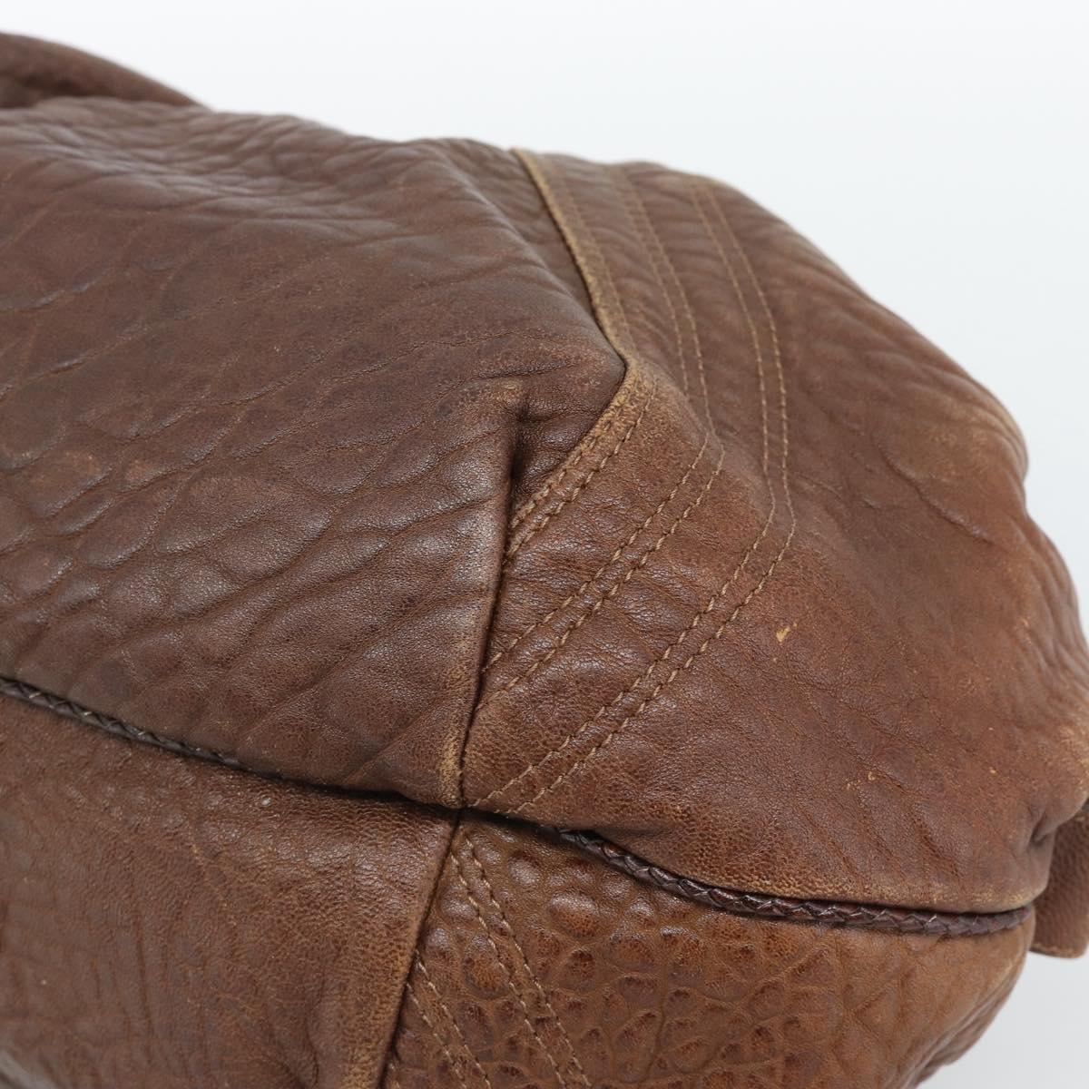FENDI Spy Bag Leather Brown Gold Auth 194937A
