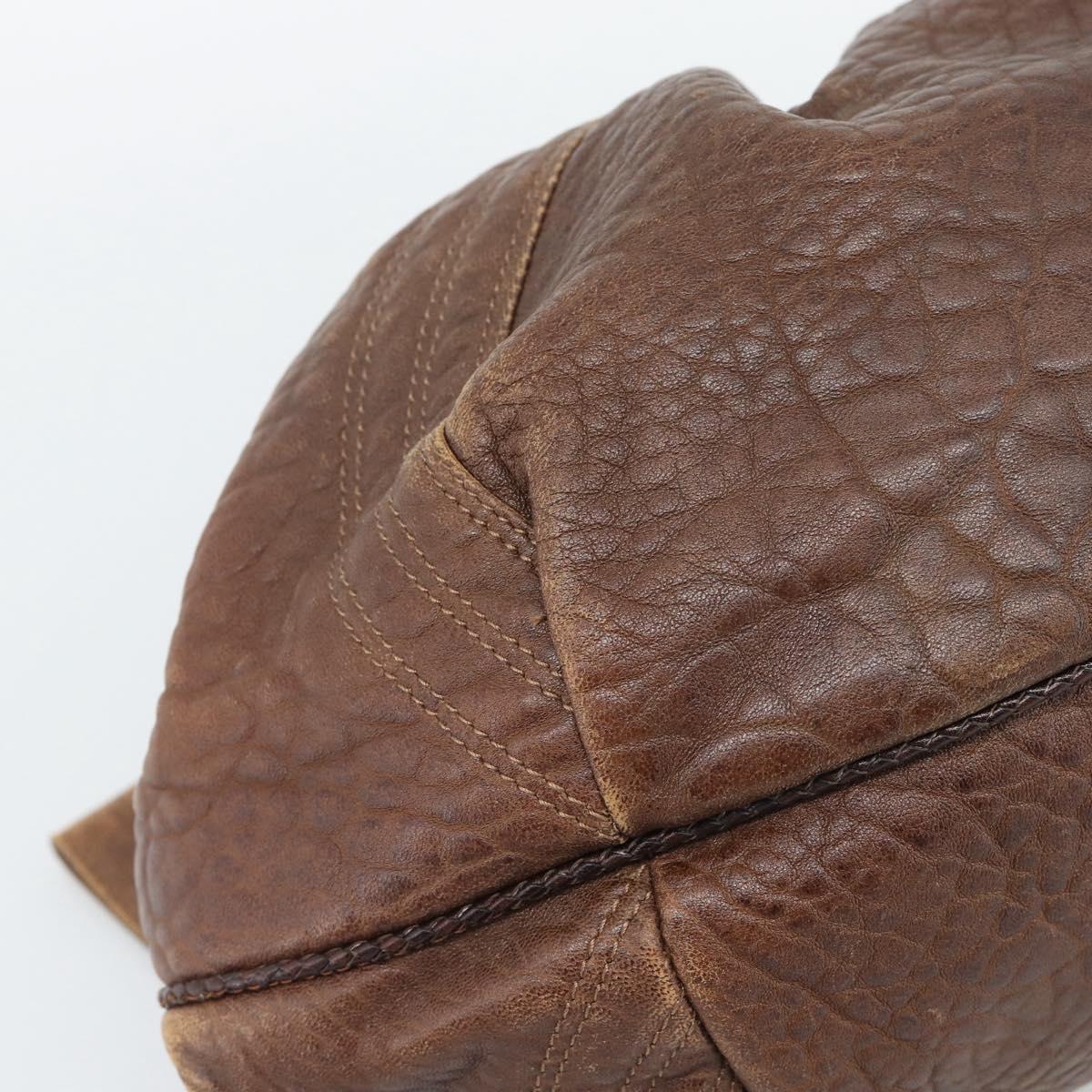 FENDI Spy Bag Leather Brown Gold Auth 194937A