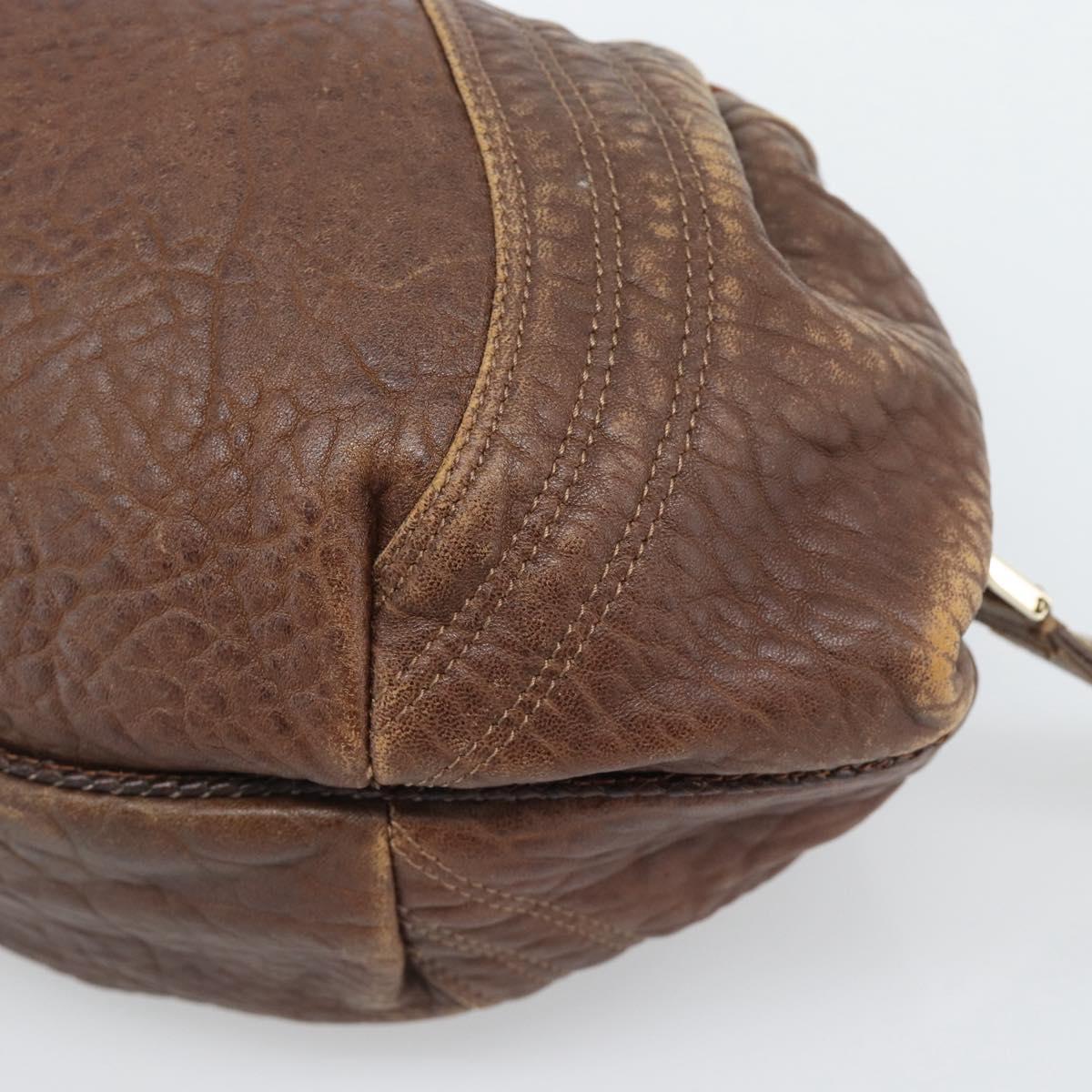 FENDI Spy Bag Leather Brown Gold Auth 194937A