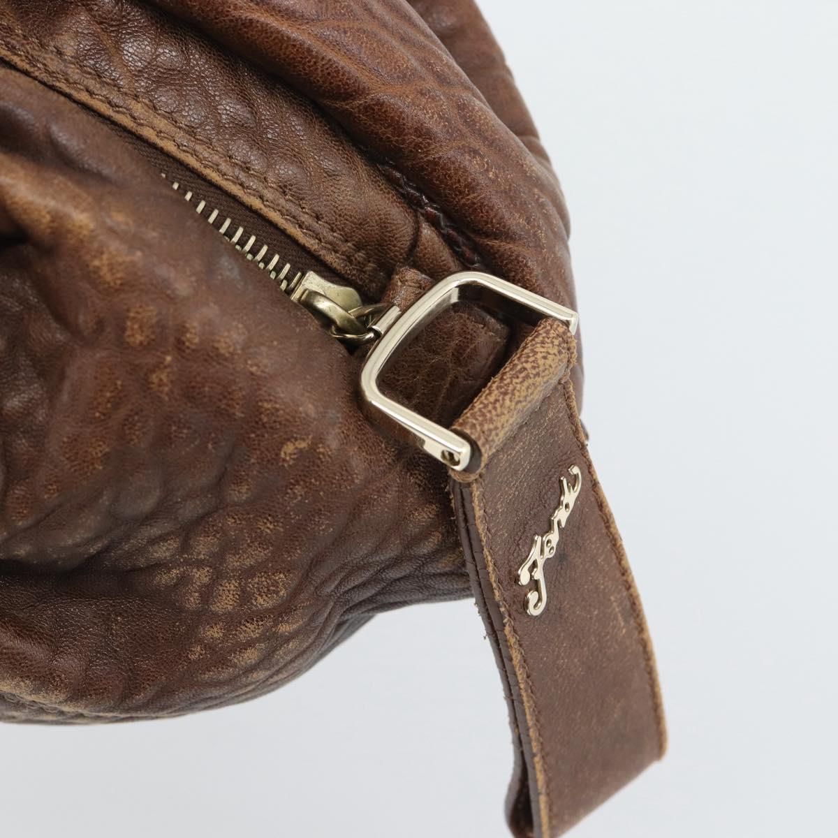 FENDI Spy Bag Leather Brown Gold Auth 194937A