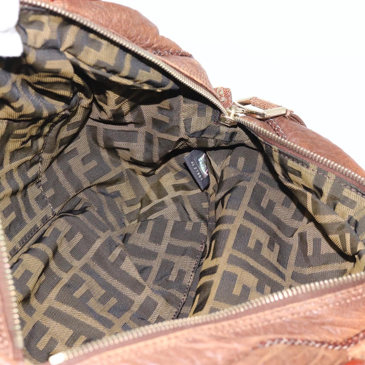 FENDI Spy Bag Leather Brown Gold Auth 194937A