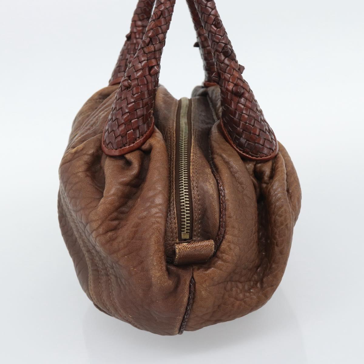 FENDI Spy Bag Leather Brown Gold Auth 194937A