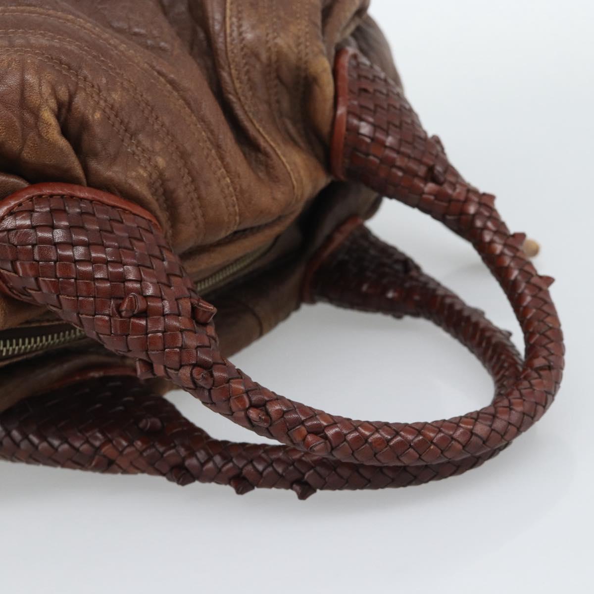 FENDI Spy Bag Leather Brown Gold Auth 194937A