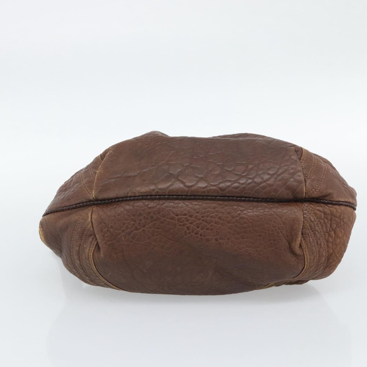 FENDI Spy Bag Leather Brown Gold Auth 194937A