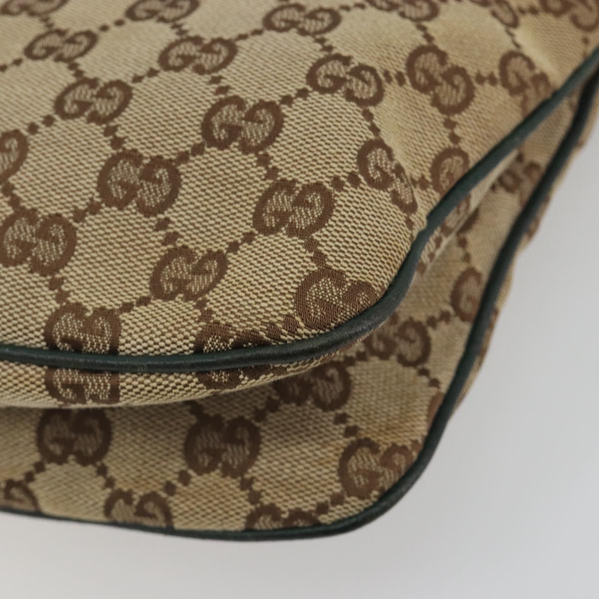 GUCCI GG Canvas Web Sherry Line Shoulder Bag Beige Silver 145812 Auth 194938V