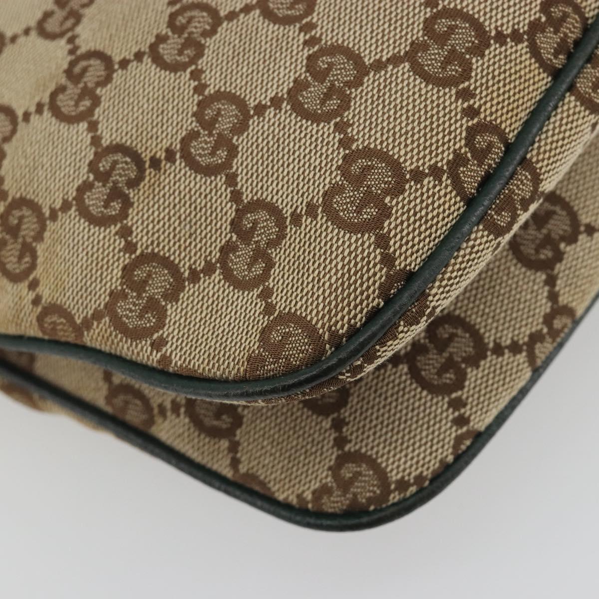 GUCCI GG Canvas Web Sherry Line Shoulder Bag Beige Silver 145812 Auth 194938V